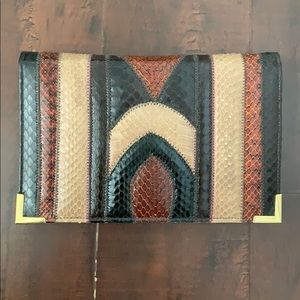 Stunning Vintage 80s Quilted Snakeskin Bag/Clutch